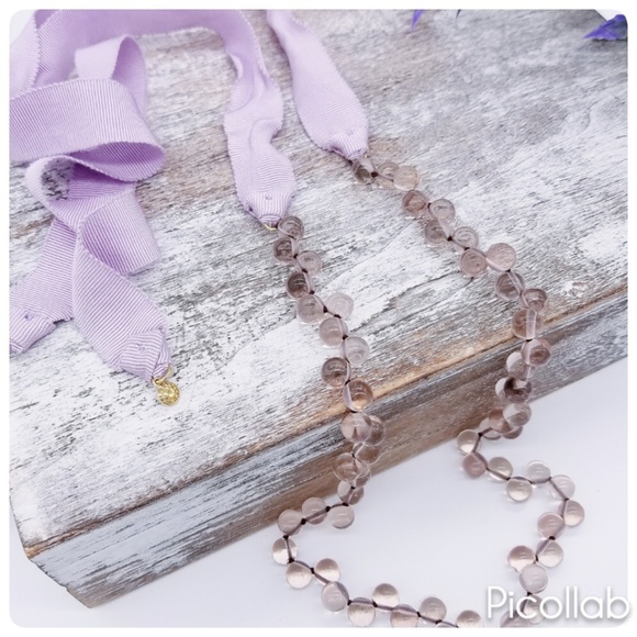 J. Crew Glass Bead and Lavender Ribbon Necklace - Picture 2 of 5
